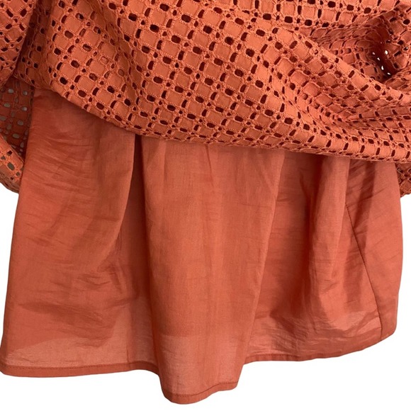 A NEW DAY | Pumpkin Spice Short Sleeve Keyhole Back Eyelet Top - Picture 4 of 10